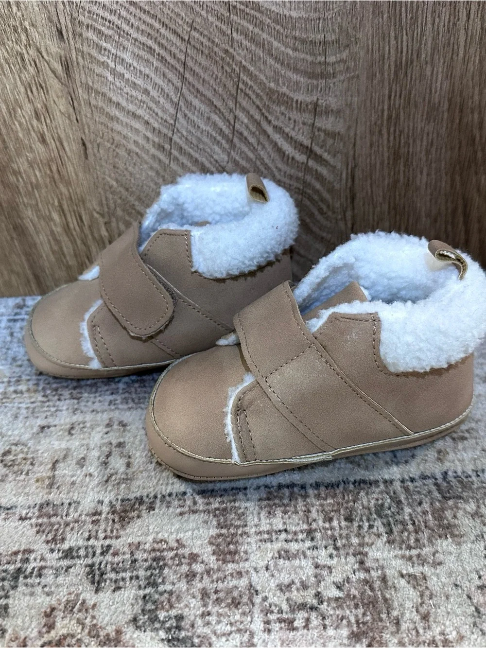 Carter's Tan Sherpa-Lined Baby Walker Shoes